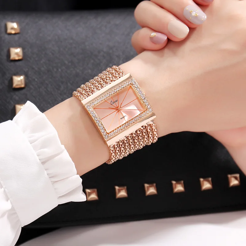 Factory direct sales luxury gold diamond crystal full custom jewelry square quartz women watches, As pic
Factory direct sales luxury gold diamond crystal full custom jewelry square quartz women watches, As pic