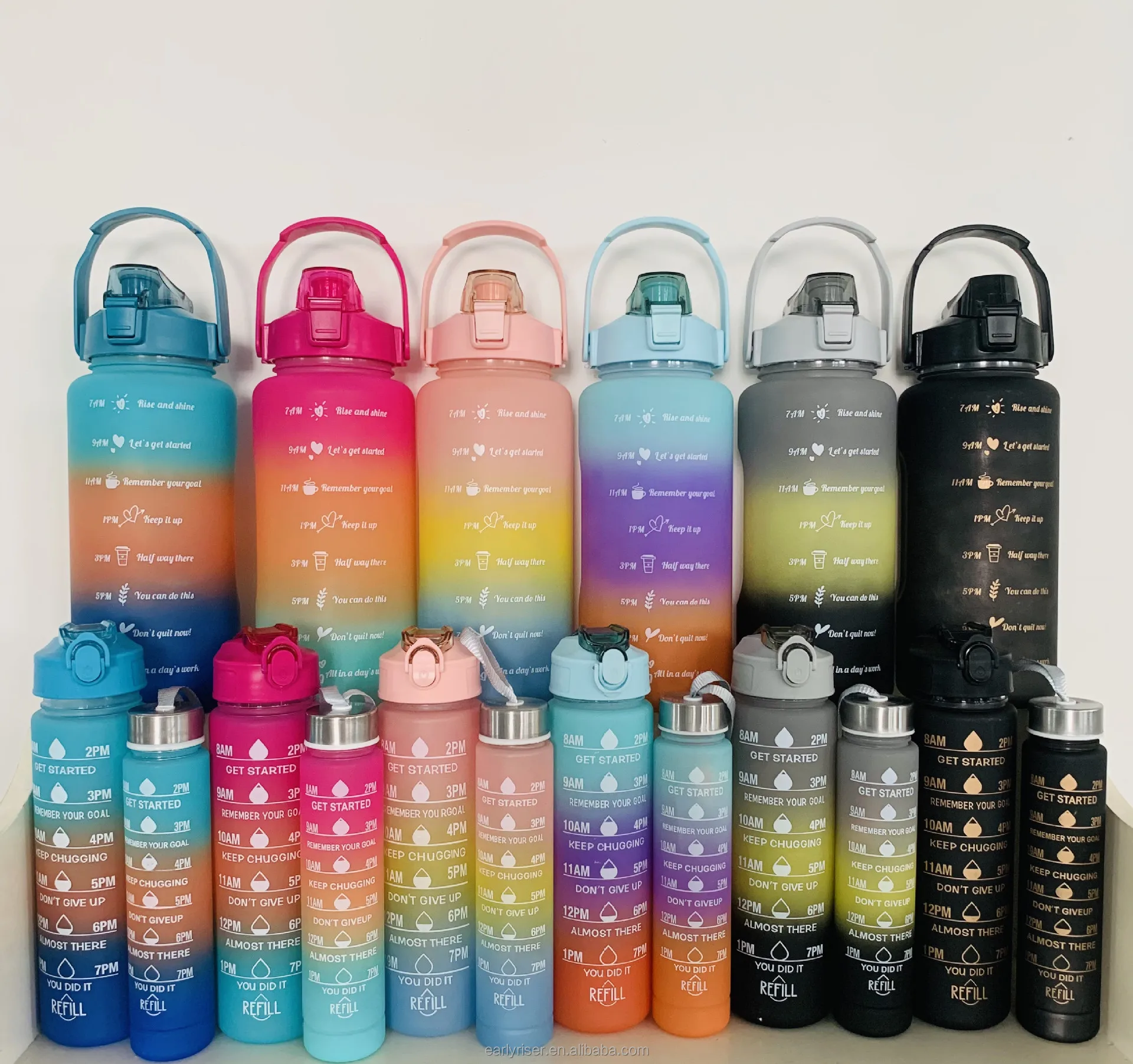 Early Riser Cheap Water Cup Gradient Sports Plastic Water Cup Three-piece Set Outdoor Portable Large Capacity Water Bottle
Early Riser Cheap Water Cup Gradient Sports Plastic Water Cup Three-piece Set Outdoor Portable Large Capacity Water Bottle