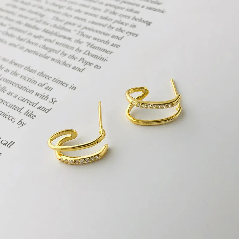 Daidan Jewelry Gold 18K Earrings Stud Double Layer Hoop Hollow C Shape Zirconia Cuff Sterling Silver Earrings
Daidan Jewelry Gold 18K Earrings Stud Double Layer Hoop Hollow C Shape Zirconia Cuff Sterling Silver Earrings