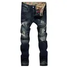 Skinny Ripped Knee Cut Men Jeans Patchwork Distress Men Skinny Jeans