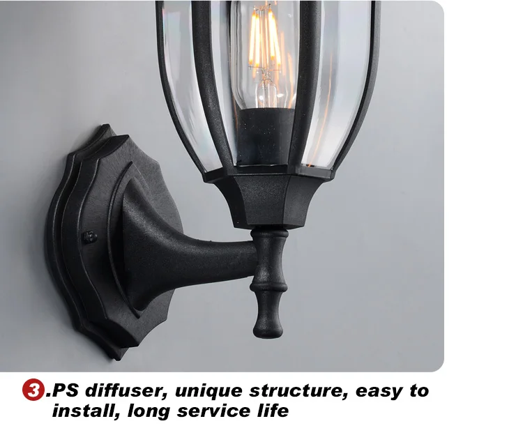 Wholesale Spot Luxury Black Outdoor Garden Balcony Decor Wall Lamp