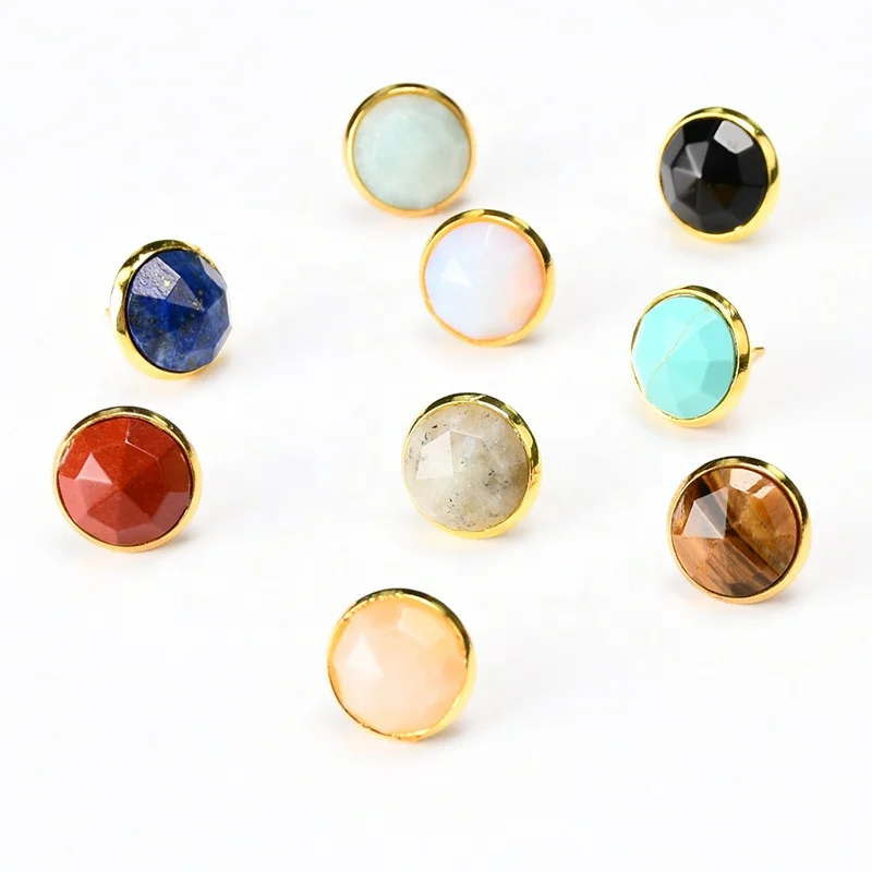 Gemstone Beautiful Faceted Round Natural Stone Earring Stud Jewelry Gift for Women
Gemstone Beautiful Faceted Round Natural Stone Earring Stud Jewelry Gift for Women