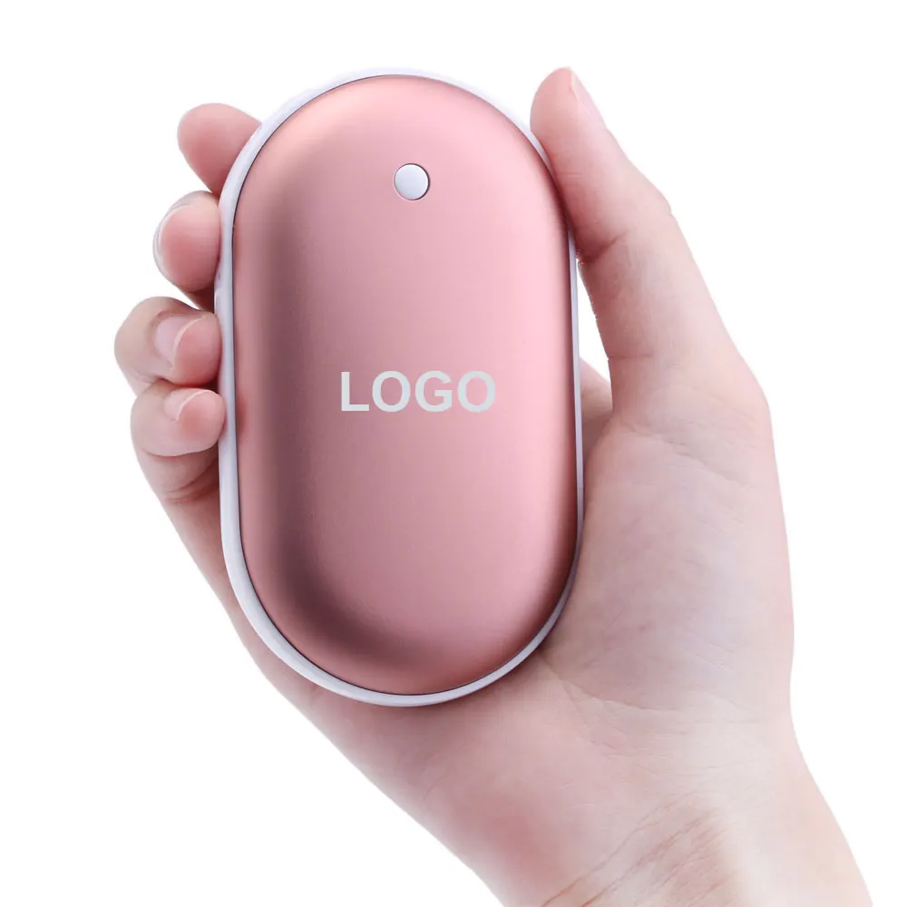 

Portable Mini Heater Usb Rechargeable 5200mah Hand Warmer With Power Bank, Silver blue pink gold
