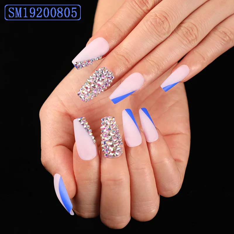 French Angled Tapered Ballerina Fake Nails with rhinestone Tips Acrylic Thick False 24 Pcs Nail Set Kit with Adhesive Tab, Multi color
French Angled Tapered Ballerina Fake Nails with rhinestone Tips Acrylic Thick False 24 Pcs Nail Set Kit with Adhesive Tab, Multi color
