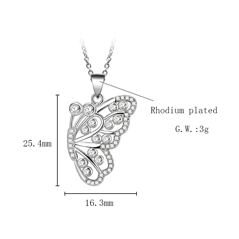 Fukarni 3 Gram Luxury Diamond Zircon Rhodium Plated 925 Sterling Silver Butterfly pendants FKP013
Fukarni 3 Gram Luxury Diamond Zircon Rhodium Plated 925 Sterling Silver Butterfly pendants FKP013