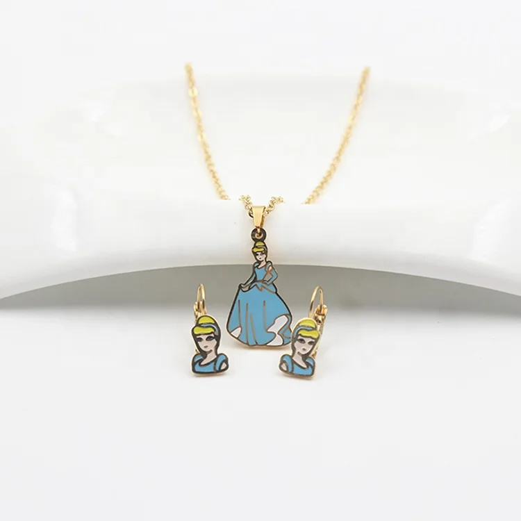 DTINA Stainless Steel Princess Blue Cartoon Handmade Enamel Ceramic Jewelry Set, Color
DTINA Stainless Steel Princess Blue Cartoon Handmade Enamel Ceramic Jewelry Set, Color