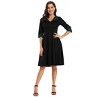 2020 New Style V-neck Button Women Dresses Zippered Vintage Women Evening Dresses