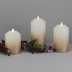 Real wax luxury scented candles flameless pillar set with black wick