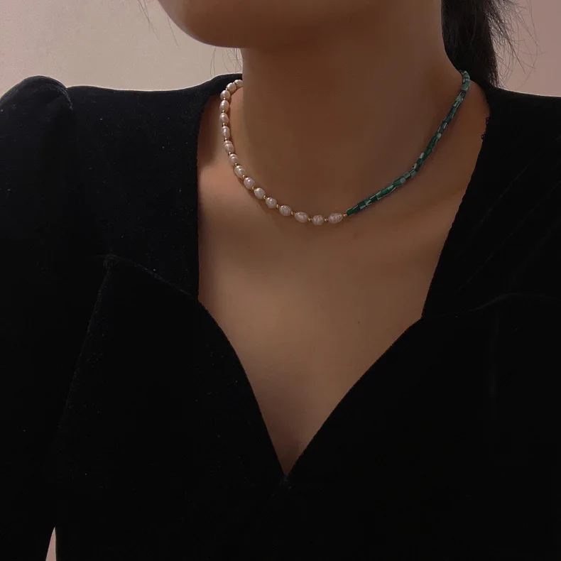 Joolim Jewelry Trendy 18K Gold Plated Green Natural Stone Freshwater Pearl personalized Stainless Steel Necklace Fashion Jewelry
Joolim Jewelry Trendy 18K Gold Plated Green Natural Stone Freshwater Pearl personalized Stainless Steel Necklace Fashion Jewelry