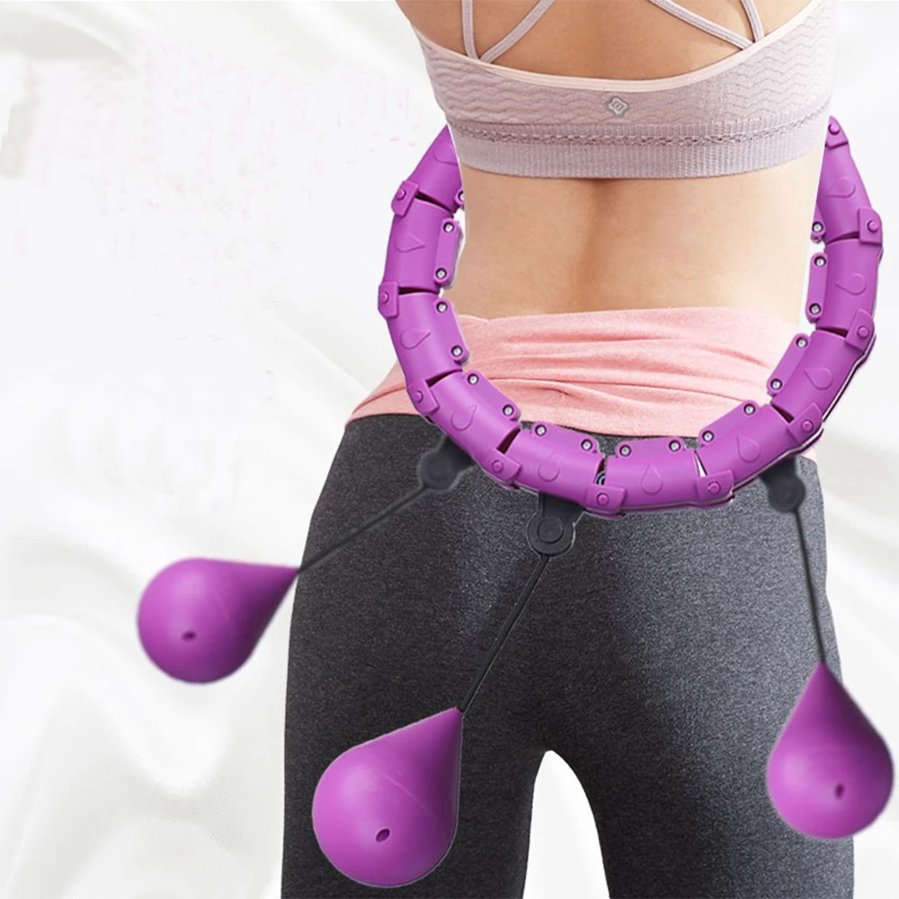 

Great Factory Price Personal Home Gym use 24knots Detachable Hula Ring ring with soft weighted ball Waist Training Hoola Hoops