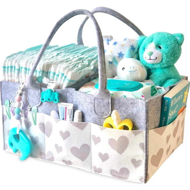 Baby diaper caddy organizer Felt Infant Basket Tote bag with Leather, Storage bag Gift for Girls and Boys, White or customized
Baby diaper caddy organizer Felt Infant Basket Tote bag with Leather, Storage bag Gift for Girls and Boys, White or customized