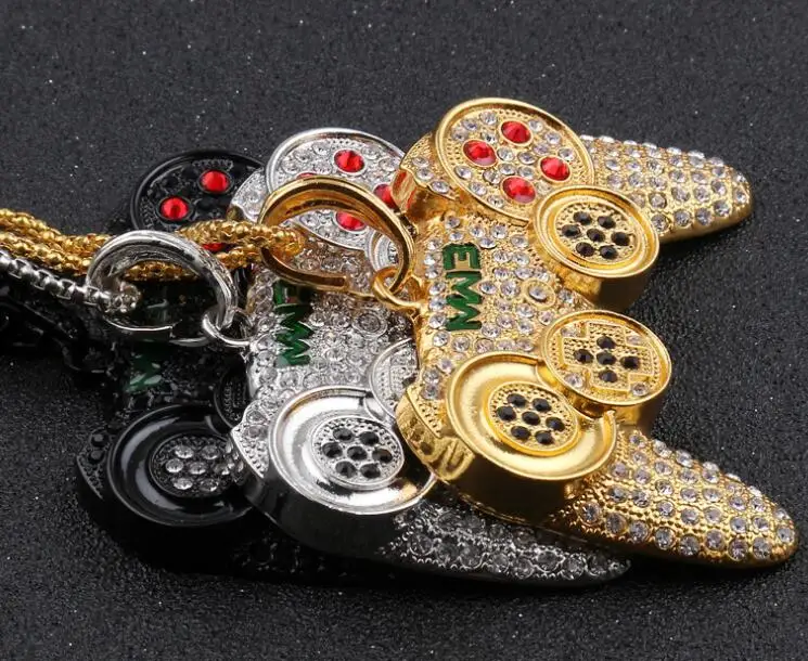 Hop Iced Out Game Controller Handle Pendant Necklace for Women Men Gold CZ Crystal Rhinestone Jewelry chain Necklaces, Gold,silver,black
Hop Iced Out Game Controller Handle Pendant Necklace for Women Men Gold CZ Crystal Rhinestone Jewelry chain Necklaces, Gold,silver,black