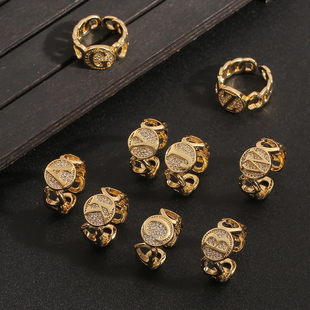 DIY Custom 18K Gold Plated Crystal Rhinestone Initials Adjustable Rings Micro Pave CZ Letter Rings
DIY Custom 18K Gold Plated Crystal Rhinestone Initials Adjustable Rings Micro Pave CZ Letter Rings