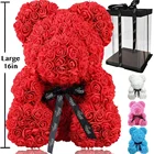 Wholesale 16 inch big custom handmade artificial foam Rose teddy bear for Mothers day gift