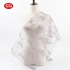 High quality fancy cord lace beads embroidered 100 polyester net mesh fabric for wedding dress