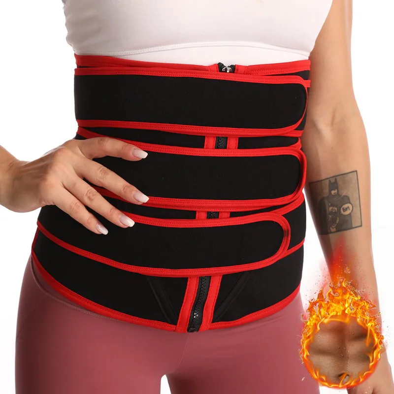 Waist trainer cross three belt movement abdominal running sweat band, Black, red
Waist trainer cross three belt movement abdominal running sweat band, Black, red