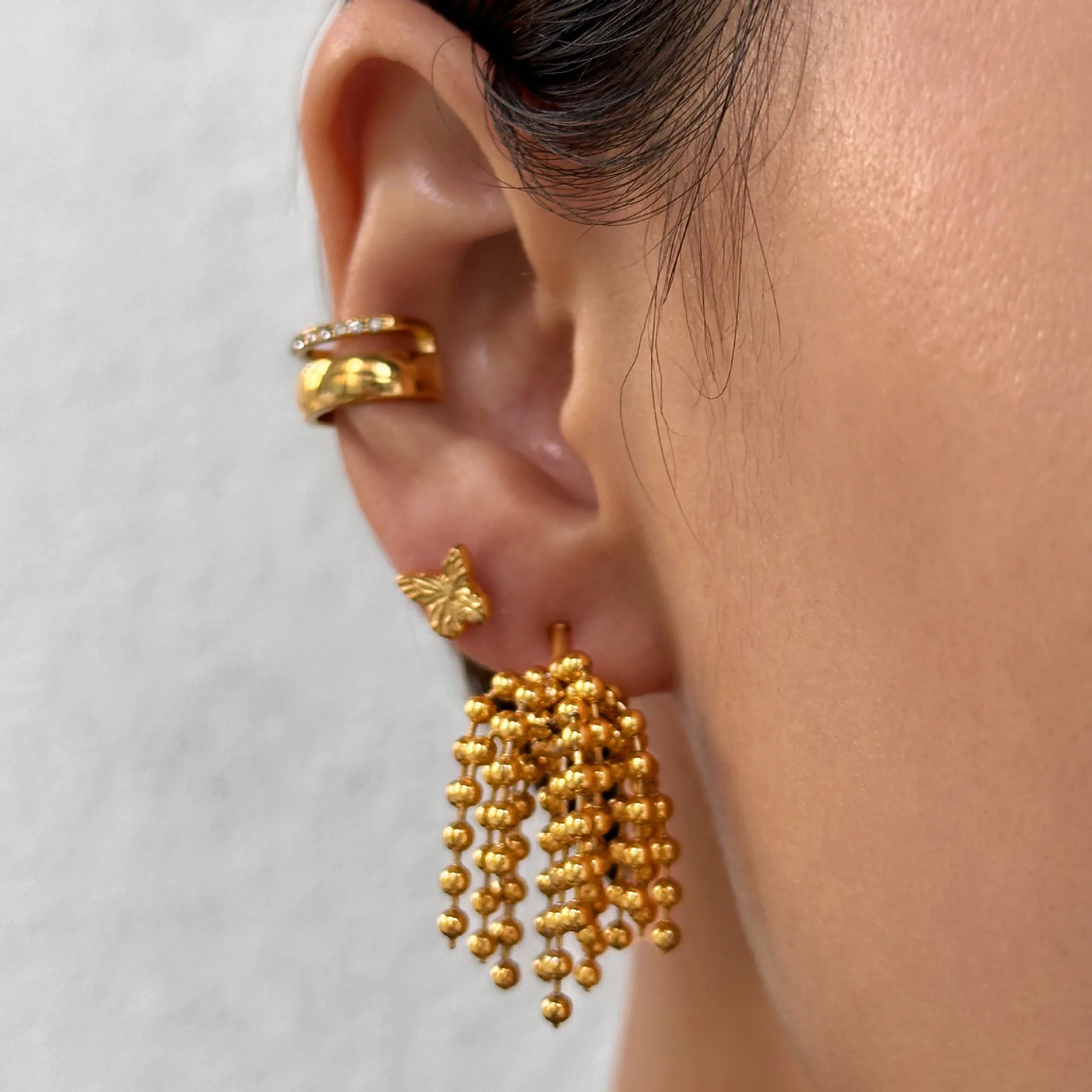 Ins Fashion 18K Gold Plated Bead Tassel Earring Vintage Stainless Steel Gold Bead Tassel Earrings For Women
Ins Fashion 18K Gold Plated Bead Tassel Earring Vintage Stainless Steel Gold Bead Tassel Earrings For Women