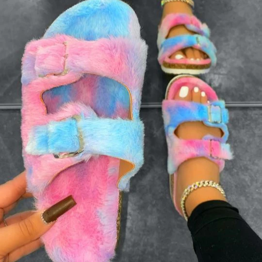 Women Buckle Tie dye Fur Slides New Fashion Fluffy Flat Shoes Plush Ladies Fur Slippers Winter Slides Luxury Fur Slipper
Women Buckle Tie dye Fur Slides New Fashion Fluffy Flat Shoes Plush Ladies Fur Slippers Winter Slides Luxury Fur Slipper
