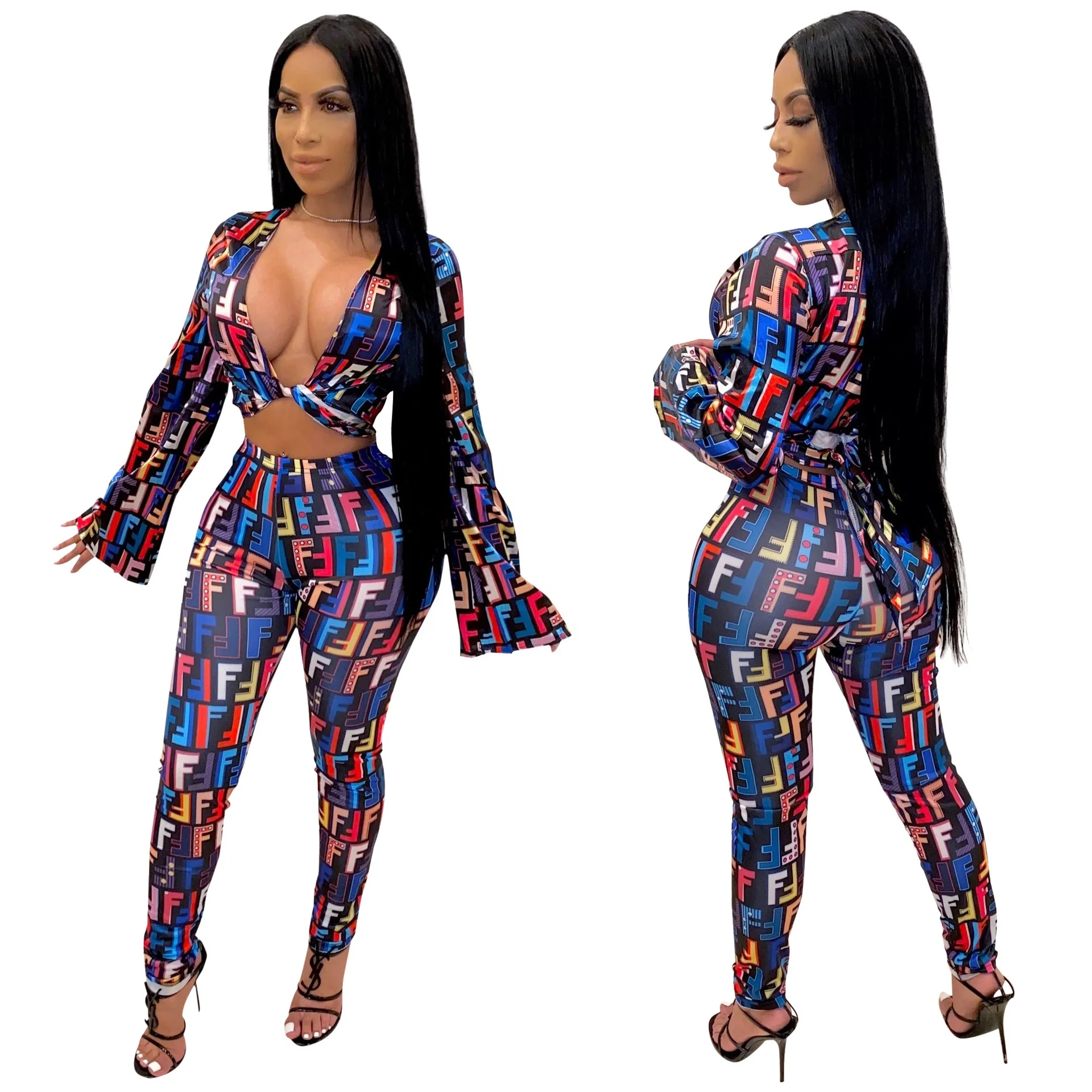 Best Selling Women'S Casual Fashion Letter Print Trumpet Sleeve Bandage Pants Two Piece Set
Best Selling Women'S Casual Fashion Letter Print Trumpet Sleeve Bandage Pants Two Piece Set