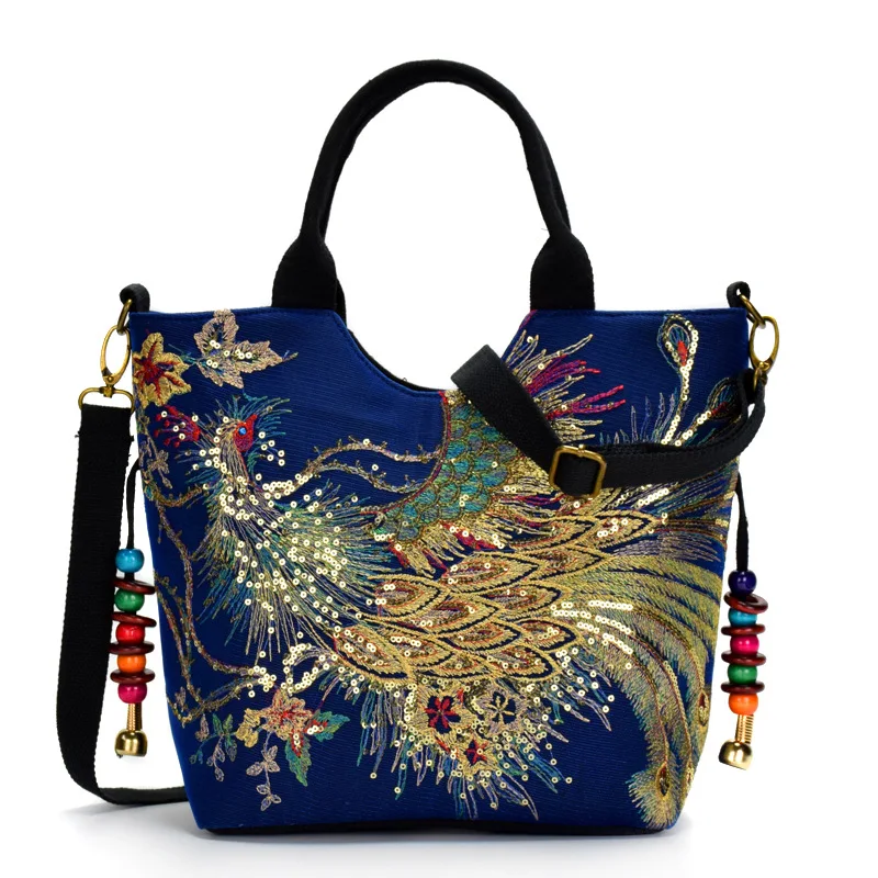 Ethnic Fashion Canvas Tote Purses and Handbags Bling Sequins Phoenix Embroidery Myanmar Handbag
Ethnic Fashion Canvas Tote Purses and Handbags Bling Sequins Phoenix Embroidery Myanmar Handbag