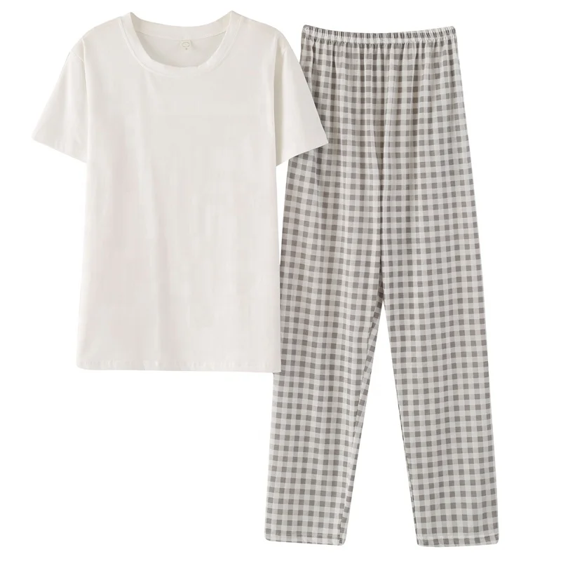 High Quality Summer Short sleeve Long Pants Pure cotton mens pajamas sleepwear, White
High Quality Summer Short sleeve Long Pants Pure cotton mens pajamas sleepwear, White