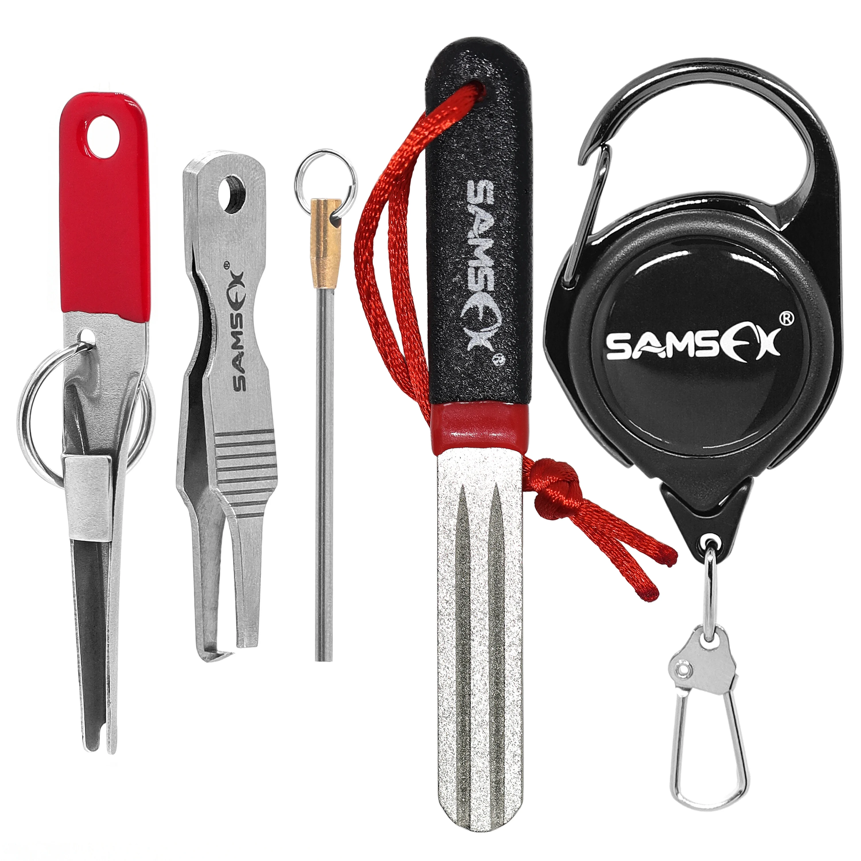 SAMSFX Hook Sharpener, Split Rings Opener, Upper Bait Aid Tools with Zinger Retracors Combo Fishing Quick Knot Tool
SAMSFX Hook Sharpener, Split Rings Opener, Upper Bait Aid Tools with Zinger Retracors Combo Fishing Quick Knot Tool