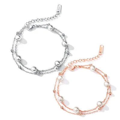 New Fancy Jewelry Stainless Steel Link Chain Pearl Bracelet Rose Gold Plated Two Layers Pearl Beads Bracelet for Women Jewelry
New Fancy Jewelry Stainless Steel Link Chain Pearl Bracelet Rose Gold Plated Two Layers Pearl Beads Bracelet for Women Jewelry
