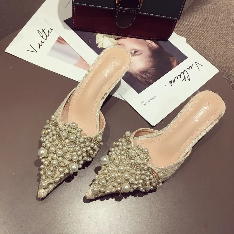 Luxury Slippers Women Designer Slides Ladies Brand Mules Shoes Women Dress Shoes Pointed Toe Heels Pearl Slippers, As pictures
Luxury Slippers Women Designer Slides Ladies Brand Mules Shoes Women Dress Shoes Pointed Toe Heels Pearl Slippers, As pictures