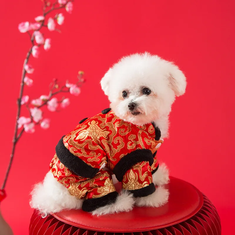 Spring Festival Chinese style Christmas pet cotton clothes four legged cat red festive soft plush warm dog clothes for winter
Spring Festival Chinese style Christmas pet cotton clothes four legged cat red festive soft plush warm dog clothes for winter