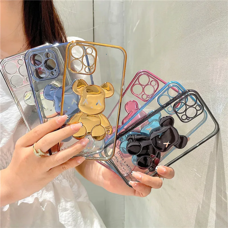 Fashion Transparent Protective Electroplating Violent Bear Mobile Phone Cases For iPhone 11 12 13 Pro Max XS XR X Back Cover, 6 color
Fashion Transparent Protective Electroplating Violent Bear Mobile Phone Cases For iPhone 11 12 13 Pro Max XS XR X Back Cover, 6 color