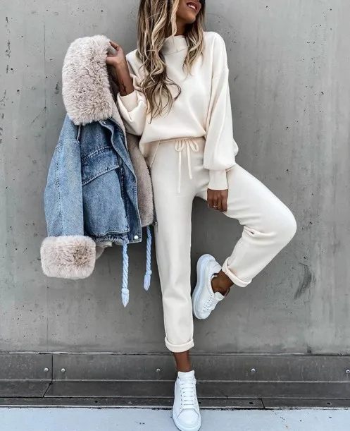 Spot women's autumn and winter new fashion casual high-neck plush pants two-piece slicker suits, As shown
Spot women's autumn and winter new fashion casual high-neck plush pants two-piece slicker suits, As shown