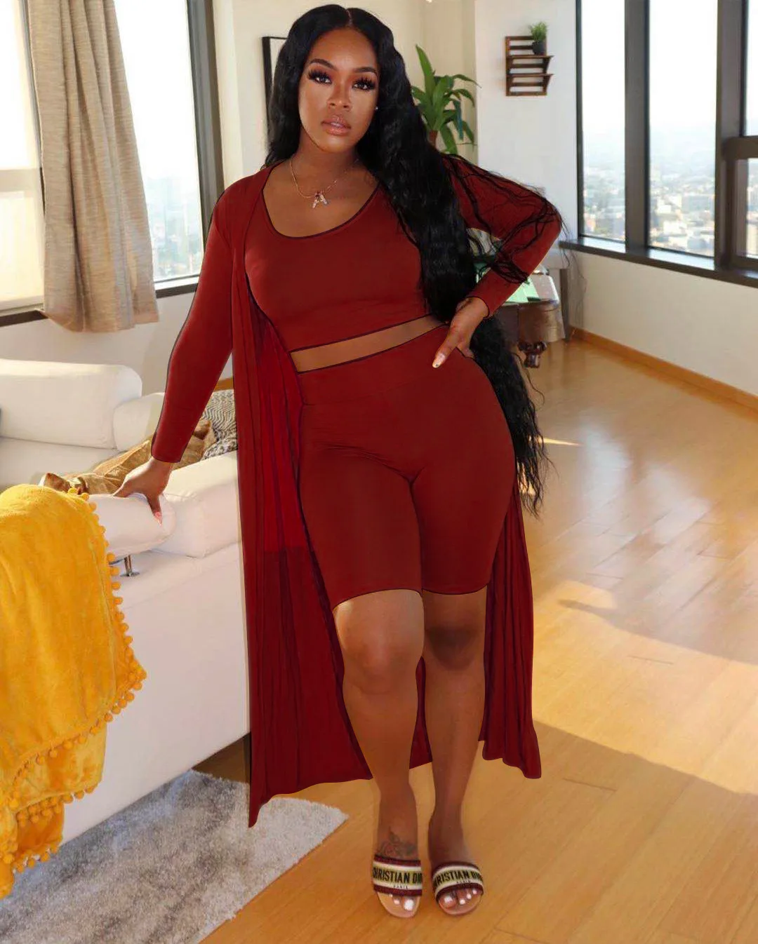 3-piece Set 2021 Summer Spring 9colors Crop Top,Cardigan With Shorts Two Piece 3 Piece Set
3-piece Set 2021 Summer Spring 9colors Crop Top,Cardigan With Shorts Two Piece 3 Piece Set