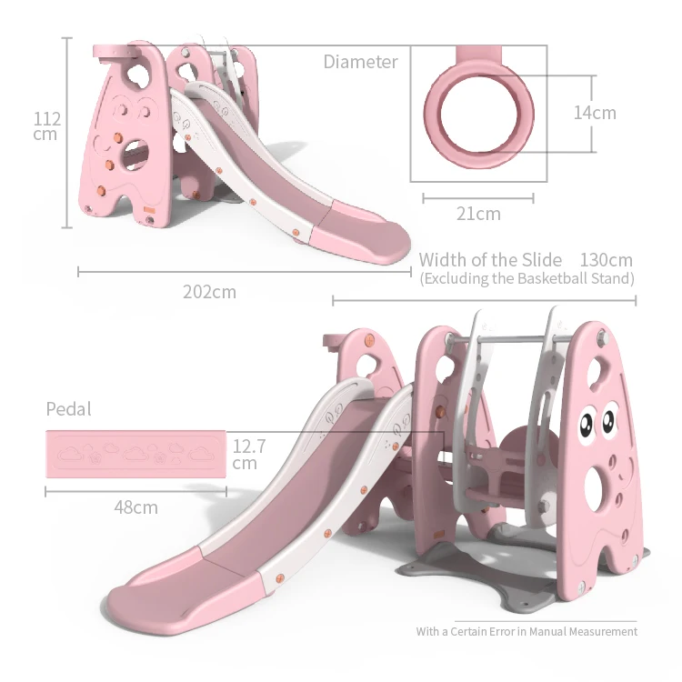 ABST Wholesale baby playground equipment play set folding plastic indoor kids slide and swing