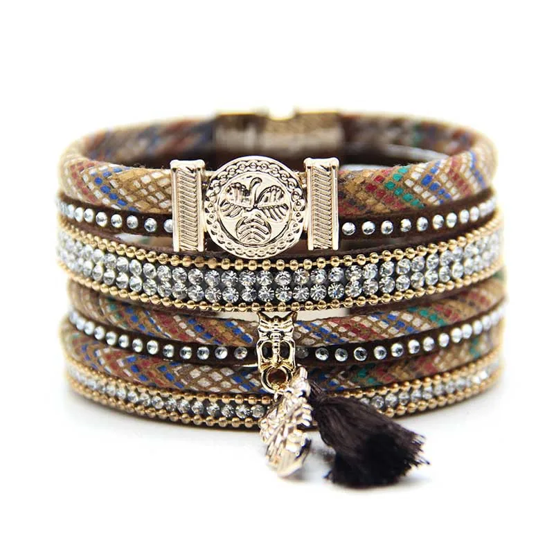 Brazilian Style Colorful Multilayer Leather Magnetic Clasp Bracelets Bohemian Cotton Tassel Owl Leather Bracelets For Women Girl
Brazilian Style Colorful Multilayer Leather Magnetic Clasp Bracelets Bohemian Cotton Tassel Owl Leather Bracelets For Women Girl