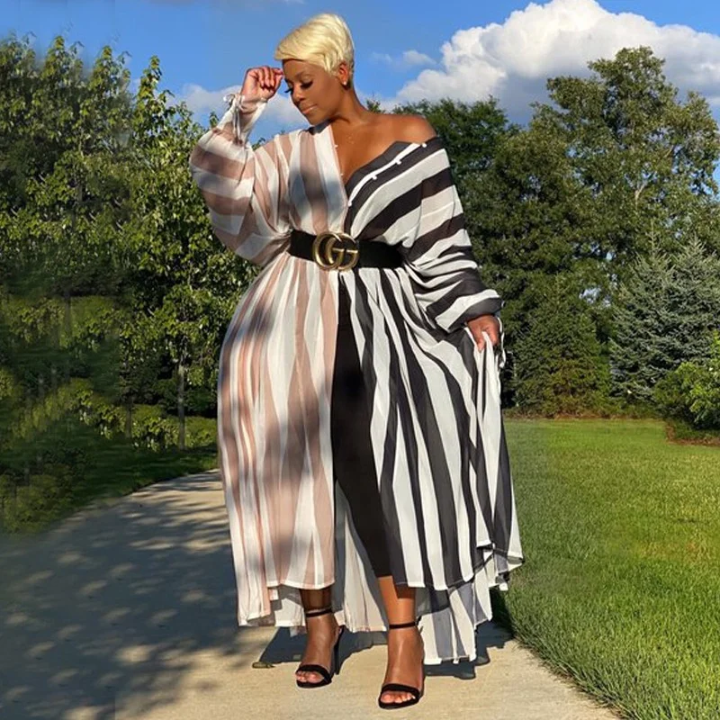 Women's Ins Fashion Street Elegant Maxi Dress Shirt Striped Print 4XL Plus Size Dresses, Black
Women's Ins Fashion Street Elegant Maxi Dress Shirt Striped Print 4XL Plus Size Dresses, Black