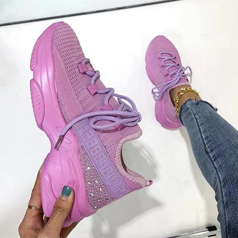 Women Walking Style Shoes Running Soft Breathable Sneakers Lace up Back Rhinestone Tennis Shoes Unisex Casual Sports Big Size, Pink,black,purple,blue
Women Walking Style Shoes Running Soft Breathable Sneakers Lace up Back Rhinestone Tennis Shoes Unisex Casual Sports Big Size, Pink,black,purple,blue