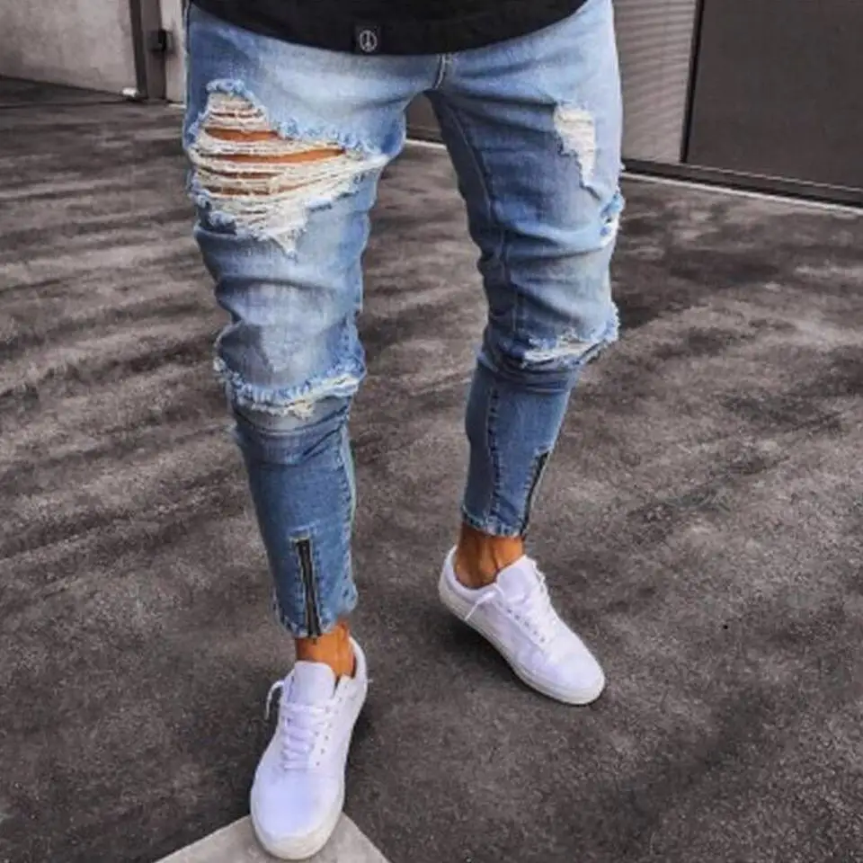 Fashion Distressed Ripped Skinny Men's Jeans Men Hip Hop Slim Fit Hole Denim Trousers Man Pencil Pants
Fashion Distressed Ripped Skinny Men's Jeans Men Hip Hop Slim Fit Hole Denim Trousers Man Pencil Pants