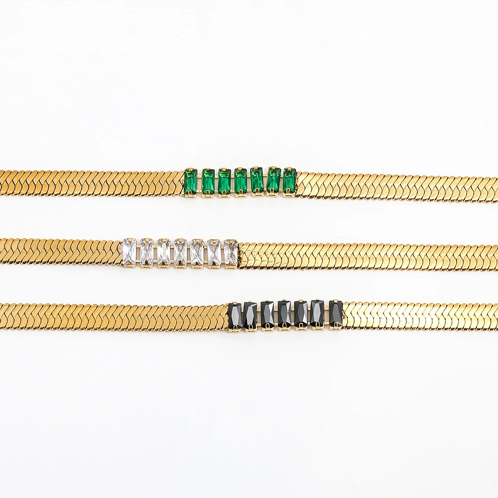 Joolim Luxury Rectangle Zirconia Crystal Stone Herringbone Stainless Steel Chain Necklace No Tarnish Waterproof Gold Jewelry
Joolim Luxury Rectangle Zirconia Crystal Stone Herringbone Stainless Steel Chain Necklace No Tarnish Waterproof Gold Jewelry