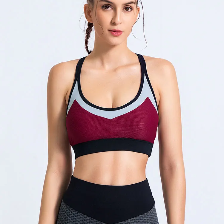 Spring Summer Lady Fitness Tops High Impact Colorblock Sweat Wicking Yoga Sports Bras, Black/white/wine red
Spring Summer Lady Fitness Tops High Impact Colorblock Sweat Wicking Yoga Sports Bras, Black/white/wine red