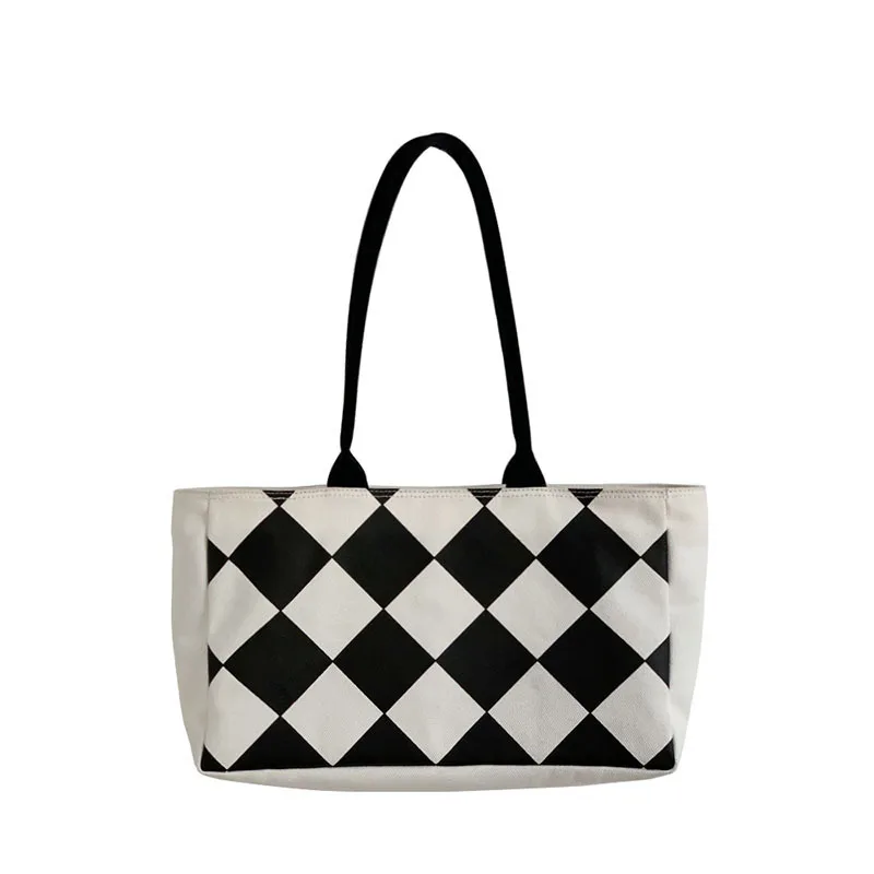 Small fashion print bag checkerboard single shoulder large capacity canvas tote bag female bag
Small fashion print bag checkerboard single shoulder large capacity canvas tote bag female bag