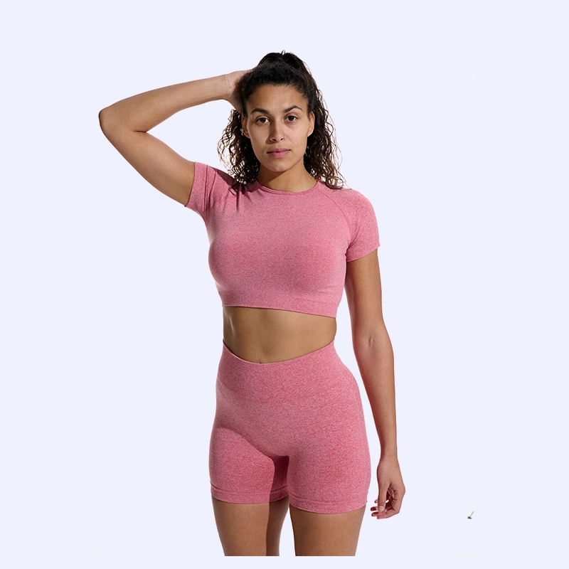 Beagmg 2021 summer wholesale sport fitness clothes high waist yoga shorts and short sleeve crop top set
Beagmg 2021 summer wholesale sport fitness clothes high waist yoga shorts and short sleeve crop top set