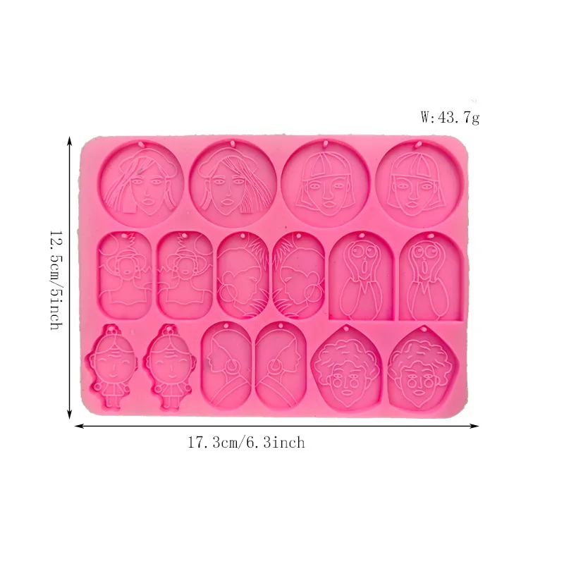 0982 DIY shiny woman figure earrings silicone mold crystal epoxy woman face earrings resin mold, Pink
0982 DIY shiny woman figure earrings silicone mold crystal epoxy woman face earrings resin mold, Pink