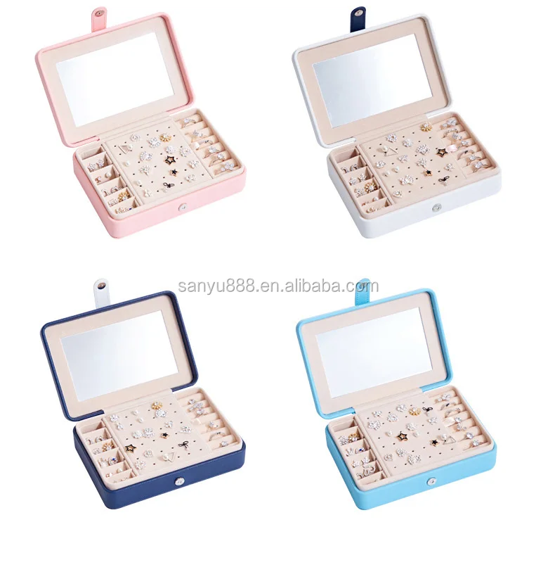 travel jewelry box packaging display organizer holder pu leather
