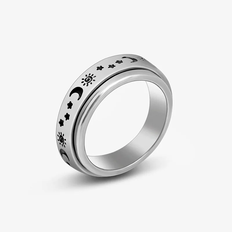 Trendy Sun Moon Star Titanium Rotatable Ring Jewelry Womens Statement Stainless Steel Couple Anxiety Spinner Rings For Women
Trendy Sun Moon Star Titanium Rotatable Ring Jewelry Womens Statement Stainless Steel Couple Anxiety Spinner Rings For Women