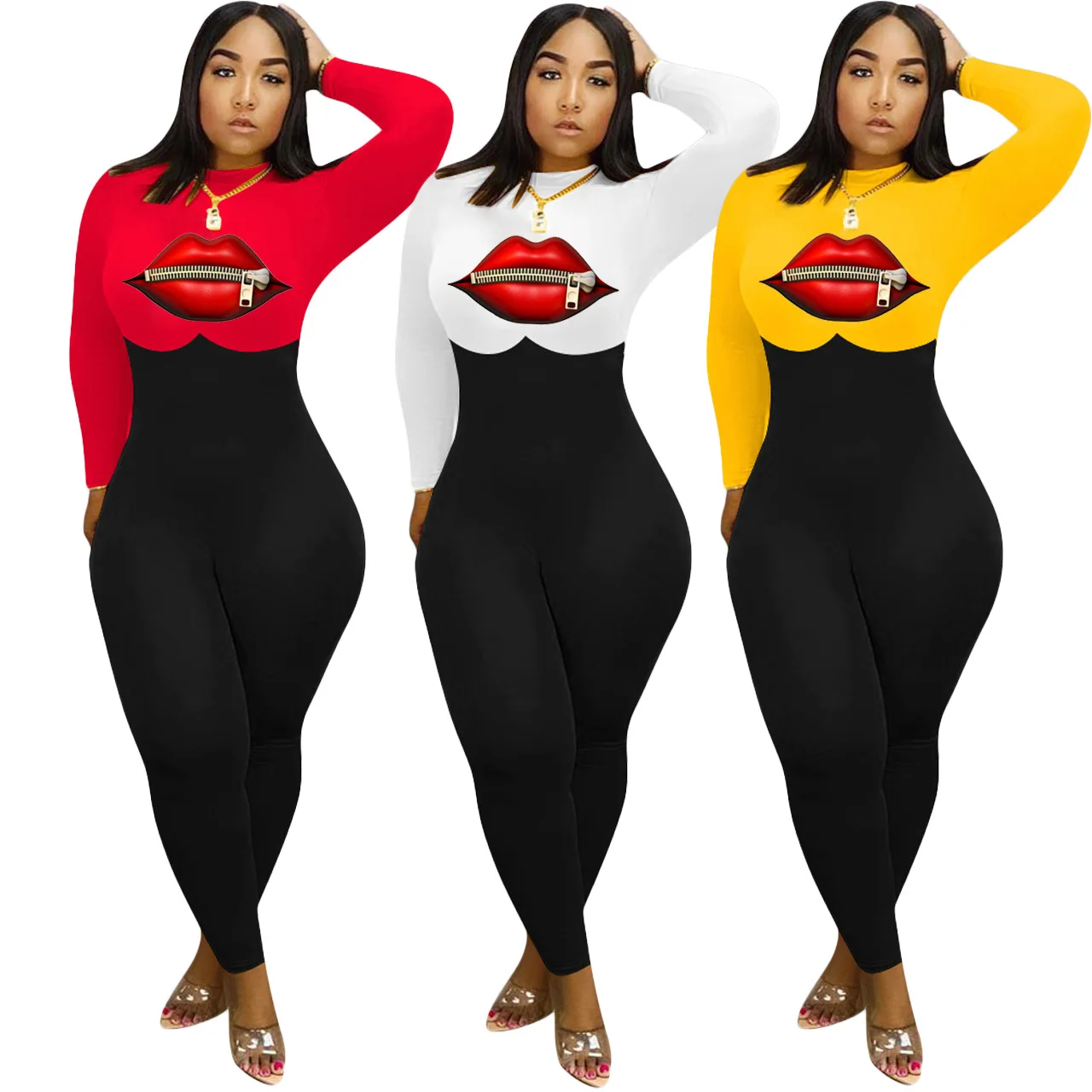Fashion Women Lip Printing Jumpsuit Solid Color Casual Mid-Rise Trousers Fashionable European And American Skinny Bodysuit XQM
Fashion Women Lip Printing Jumpsuit Solid Color Casual Mid-Rise Trousers Fashionable European And American Skinny Bodysuit XQM