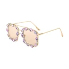 DLL85549 Luxury crystal glasses colorful diamond decorate square eyewear design for women fashion sunglasses