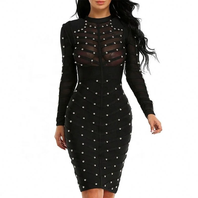 New Women'S Rivet Sexy Club Sequin Mesh Translucent Stripe Opening Tight Ladies bandage dresses sexy party dress, Black , army green
New Women'S Rivet Sexy Club Sequin Mesh Translucent Stripe Opening Tight Ladies bandage dresses sexy party dress, Black , army green