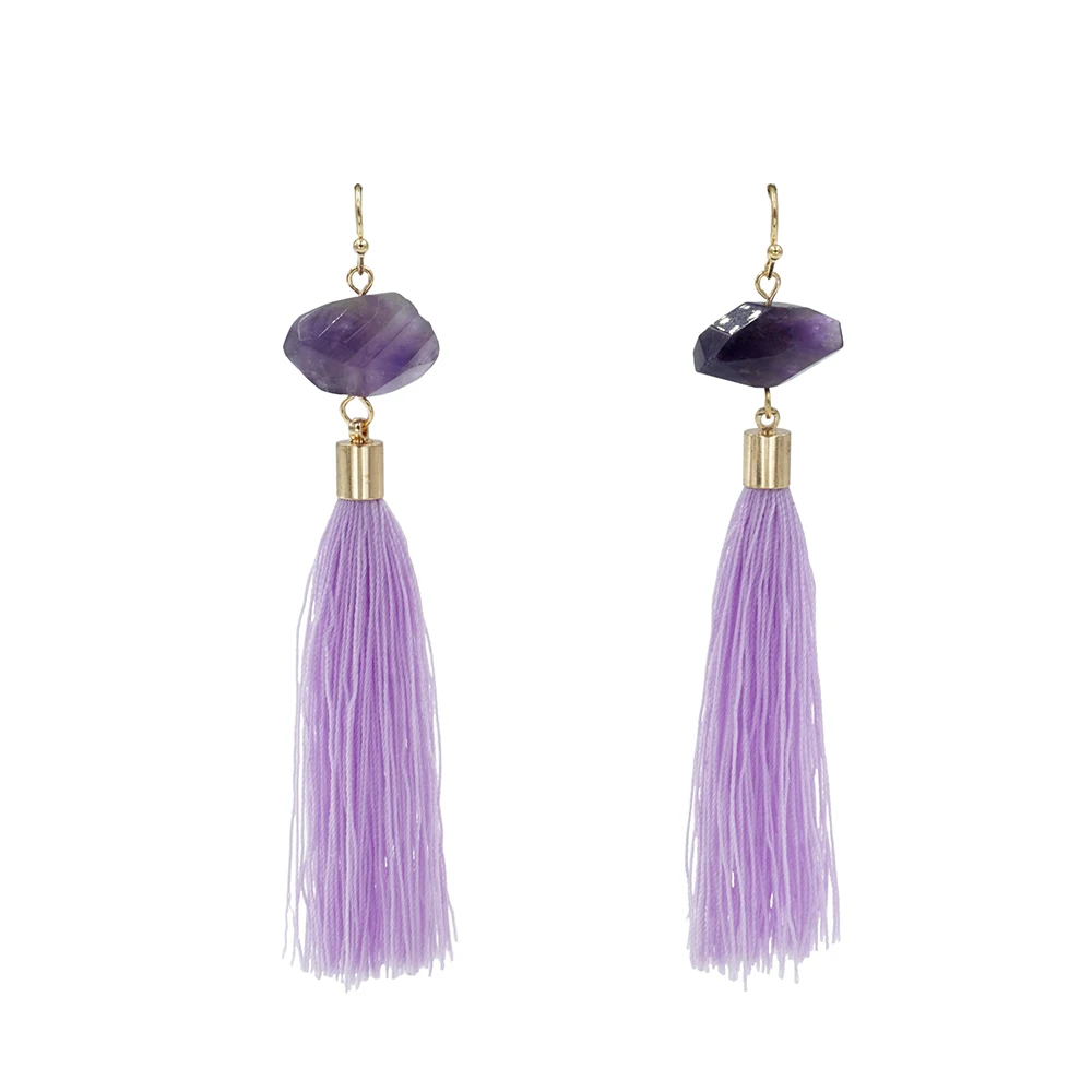 Fashion Style Long Tassel Jewelry,Natural Gemstone Faceted Amethyst Nuggets Large Purple Stone Earring
Fashion Style Long Tassel Jewelry,Natural Gemstone Faceted Amethyst Nuggets Large Purple Stone Earring