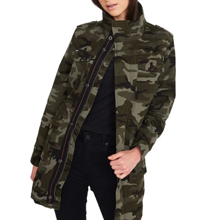 Winter autumn outdoor ladies overcoat windproof camouflage long length overcoat for women, As picture
Winter autumn outdoor ladies overcoat windproof camouflage long length overcoat for women, As picture