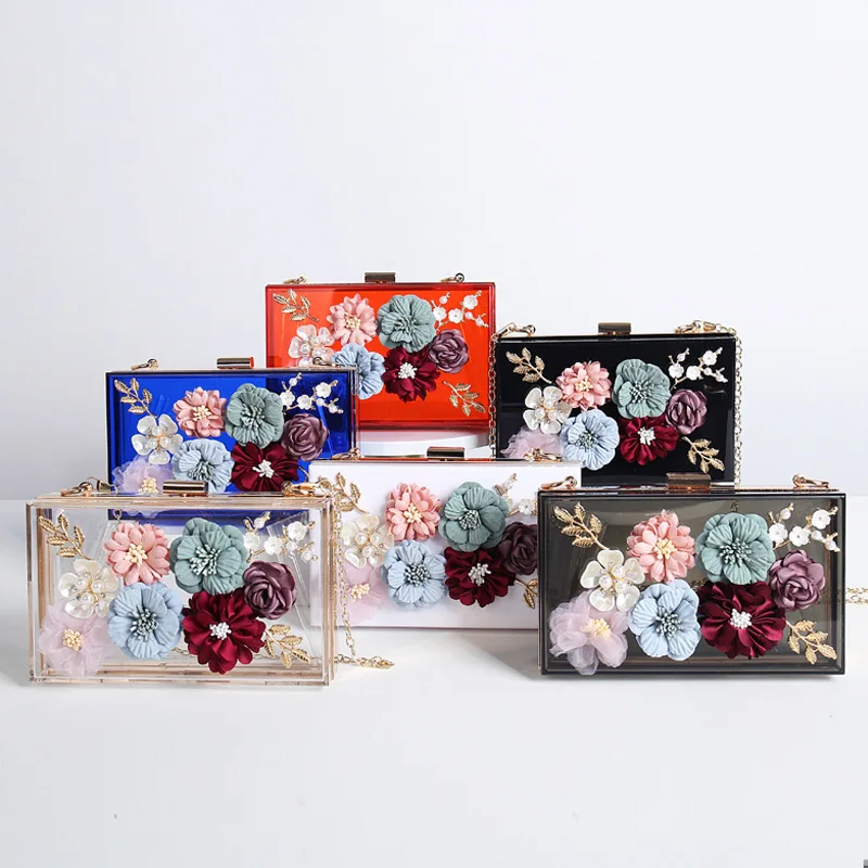Custom women fashion transparent evening bags clear boxed purse crossbody acrylic clutch with flower
Custom women fashion transparent evening bags clear boxed purse crossbody acrylic clutch with flower